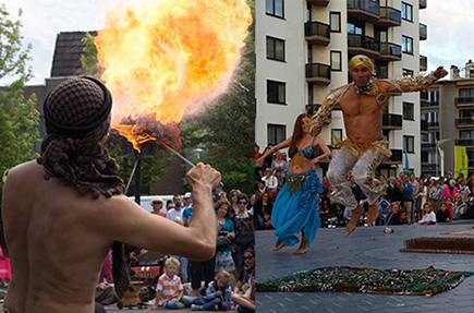 Shisha en buikdanseressen en slangen