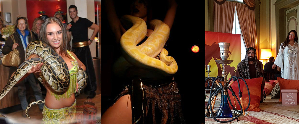 Shisha en buikdanseressen en slangen